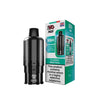 Black vape device and its packaging on a white background