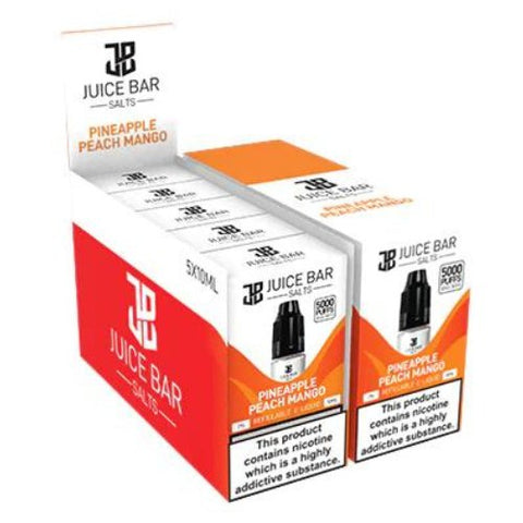Juice Bar 10ml Nic Salts - Pack Of 5 - Eliquid Base-Pineapple Peach Mango