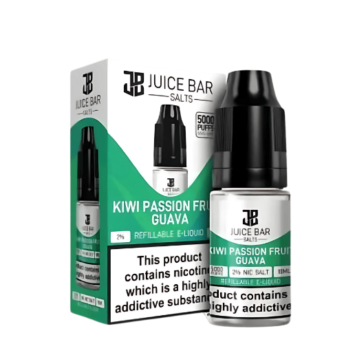 Juice Bar 10ml Nic Salts - Pack Of 5 - Eliquid Base - Kiwi Passion Fruit Guava