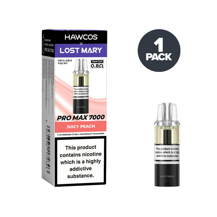 Lost Mary Pro Max 7000 Juicy Peach vape kit packaging on a white background