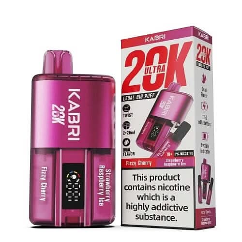 Kabri 20000 Ultra Bar 2 in 1 Disposable Vape Device - Fizzy Cherry & Strawberry Raspberry Ice