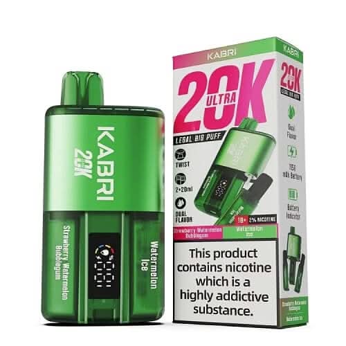 Kabri 20000 Ultra Bar 2 in 1 Disposable Vape Device  - Strawberry Watermelon Bubblegum & Watermelon Ice