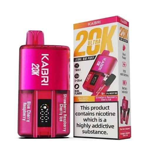 Kabri 20000 Ultra Bar 2 in 1 Disposable Vape Device - Blue Cherry Raspberry & Strawberry Raspberry Cherry Ice