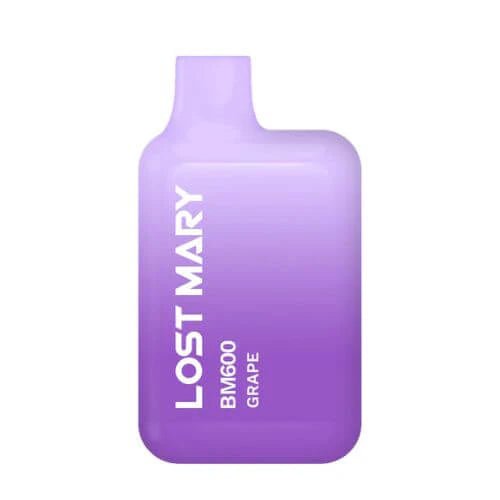 Lost Mary BM600 Grape pod kit featuring bold grape flavour in a sleek disposable vape device.