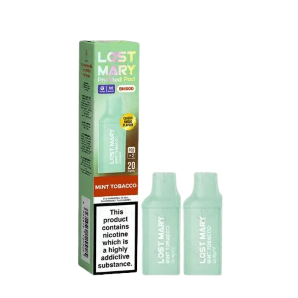 Lost Mary BM600 Prefilled Pods Pack of 2 - Eliquid Base - Mint Tobacco