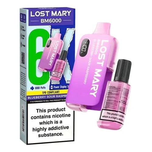 Lost Mary BM6000 Disposable Vape Kit - Box of 5 - Eliquid Base - Blueberry Sour Raspberry