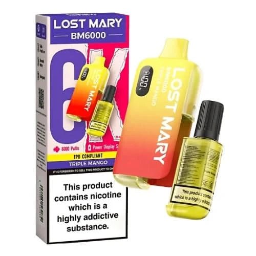Lost Mary BM6000 Disposable Vape Kit - Box of 5 - Eliquid Base - Triple Mango