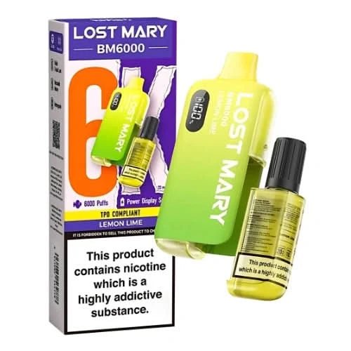 Lost Mary BM6000 Disposable Vape Kit - Box of 5 - Eliquid Base - Lemon Lime