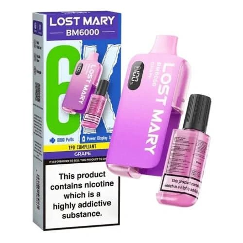 Lost Mary BM6000 Disposable Vape Kit - Box of 5 - Eliquid Base - Grape