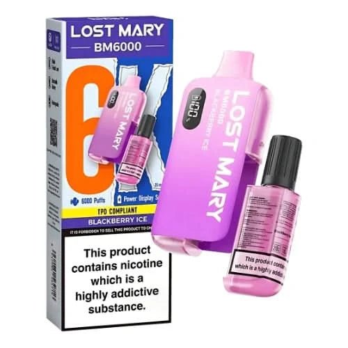 Lost Mary BM6000 Disposable Vape Kit - Box of 5 - Eliquid Base - Blackberry Ice