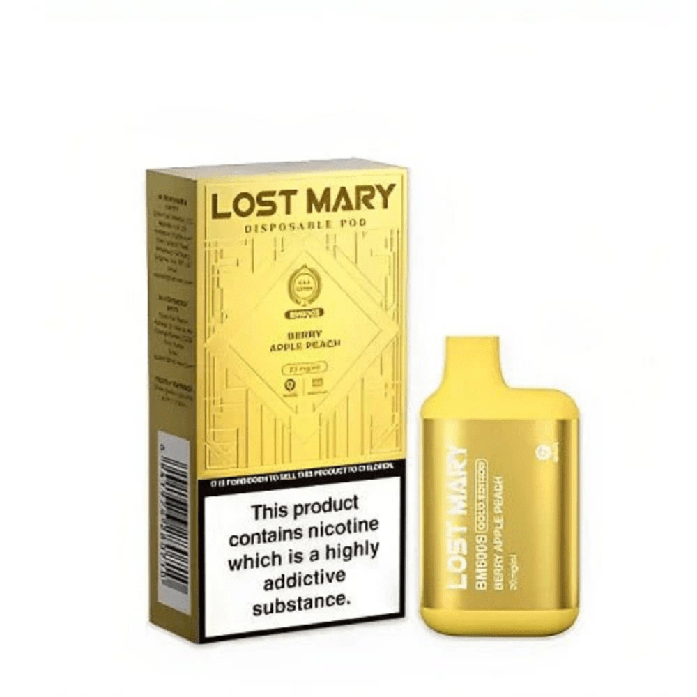 Lost Mary BM600S Gold Edition Disposable Vape Device - Berry Apple Peach - Eliquid Base - 