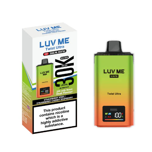 LUV ME Twist Ultra vape device and packaging on a white background