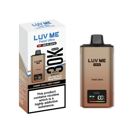 LUV ME Twist Ultra vape device and packaging on a white background