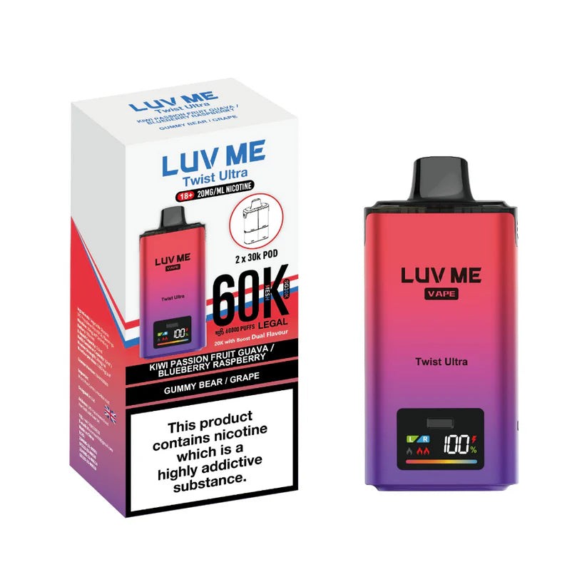 LUV ME vape device and packaging on a white background