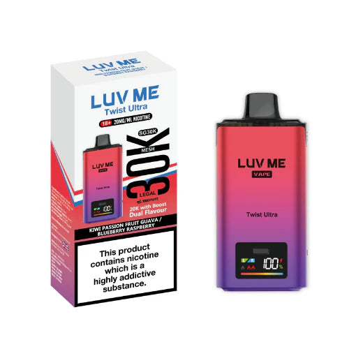 LUV ME Twist Ultra vape device and packaging on a white background