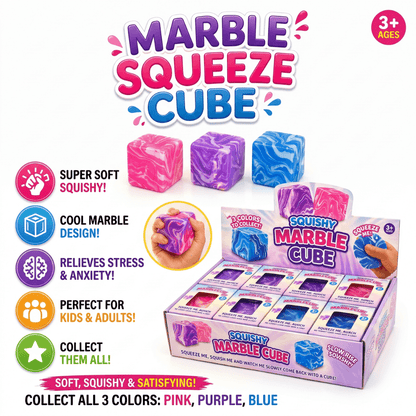 Marble Squeeze Cube Super Soft Slow - Rising Squishy Stress Relief Fidget Toy - Vapewholesalesupplier