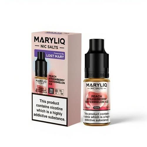 Maryliq 10ml Nic Salt E - Liquid - Pack of 10 - Eliquid Base - Peach Strawberry Watermelon