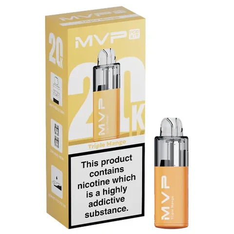 MVP vape device and packaging on a white background