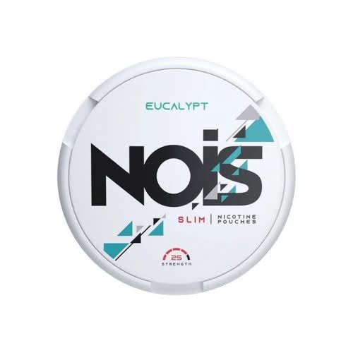 Nois Nicotine Pouches Eucalyptus in a round tin, delivering a refreshing herbal eucalyptus flavour with intense nicotine in a smooth, tobacco-free pouch.
