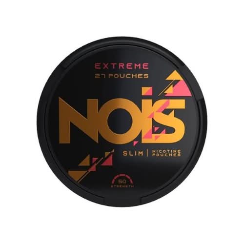 Nois Nicotine Pouches Extreme Pack of 5 in round tins, offering ultra-strong nicotine with a sharp, refreshing flavour in smooth, tobacco-free pouches.