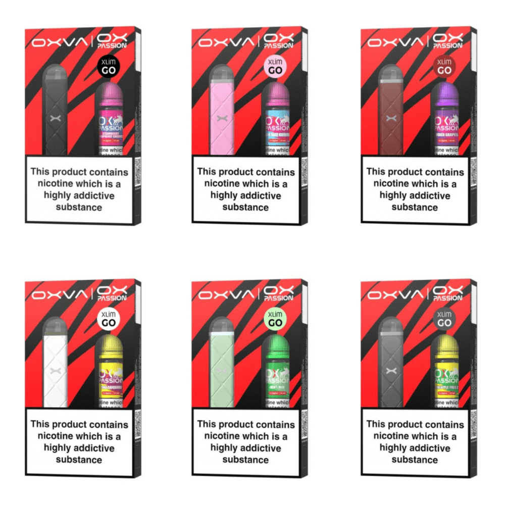 Oxva Xlim Go Pod Kit OX Passion Nic Salt Bundle, Eliquid Base, Black / Strawberry Raspberry Cherry