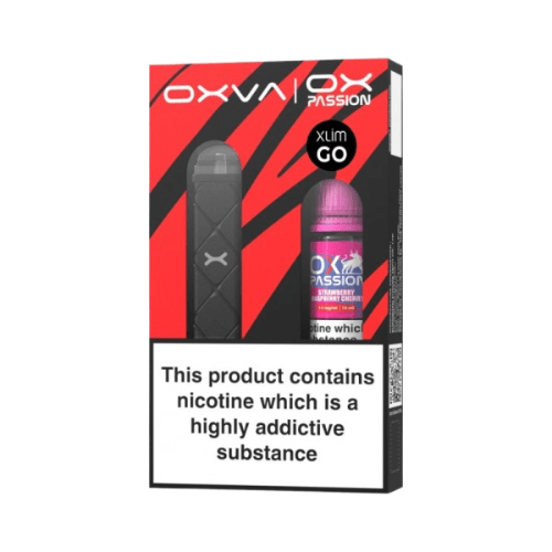 Oxva Xlim Go Pod Kit OX Passion Nic Salt Bundle - Eliquid Base - Black / Strawberry Raspberry Cherry