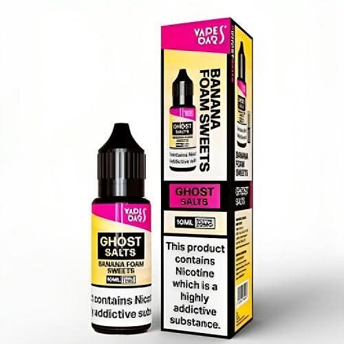 Pack of 10 Vapes Bar Ghost Salts 10ml Nic Salt E - liquid - Eliquid Base - Banana Foam Sweets
