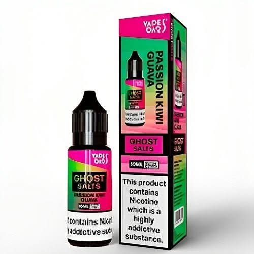 Pack of 10 Vapes Bar Ghost Salts 10ml Nic Salt E - liquid - Eliquid Base - Passion Kiwi Guava