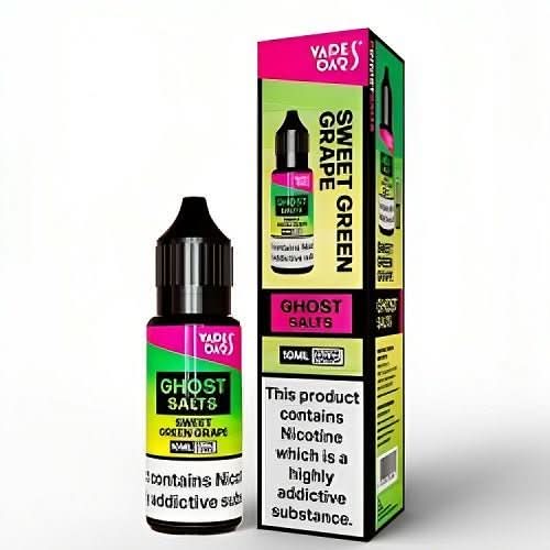 Pack of 10 Vapes Bar Ghost Salts 10ml Nic Salt E - liquid - Eliquid Base - Sweet Green Grape