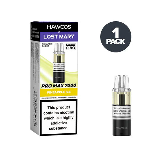 Lost Mary Pro Max 7000 Pineapple Ice vape kit packaging on a white background