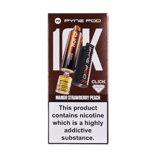 Pyne Pod Click 10000 Puffs Vape Device - 20Mg Pack Of 5 - Eliquid Base - Mango Strawberry Peach