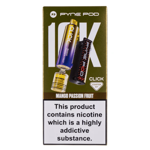 Pyne Pod Click 10000 Puffs Vape Device - 20Mg Pack Of 5 - Eliquid Base - Mango Passion Fruit