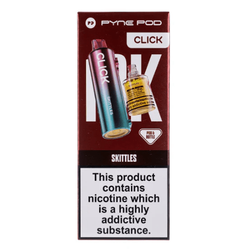 Pyne Pod Click 10000 Puffs Vape Device - 20Mg Pack Of 5 - Eliquid Base - Skittles