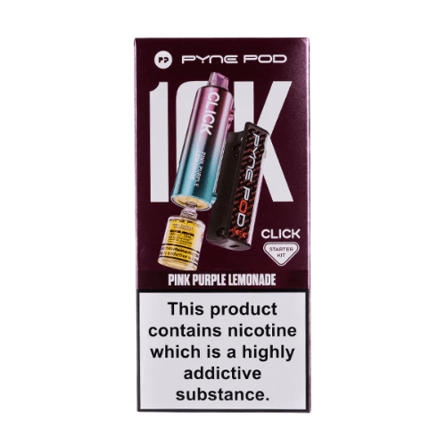 Pyne Pod Click 10000 Puffs Vape Device - 20Mg Pack Of 5 - Eliquid Base - Pink Purple Lemonade