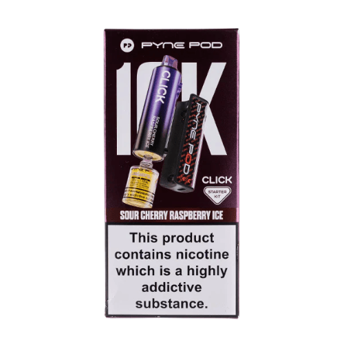 Pyne Pod Click 10000 Puffs Vape Device - 20Mg Pack Of 5 - Eliquid Base - Sour Cherry Raspberry Ice