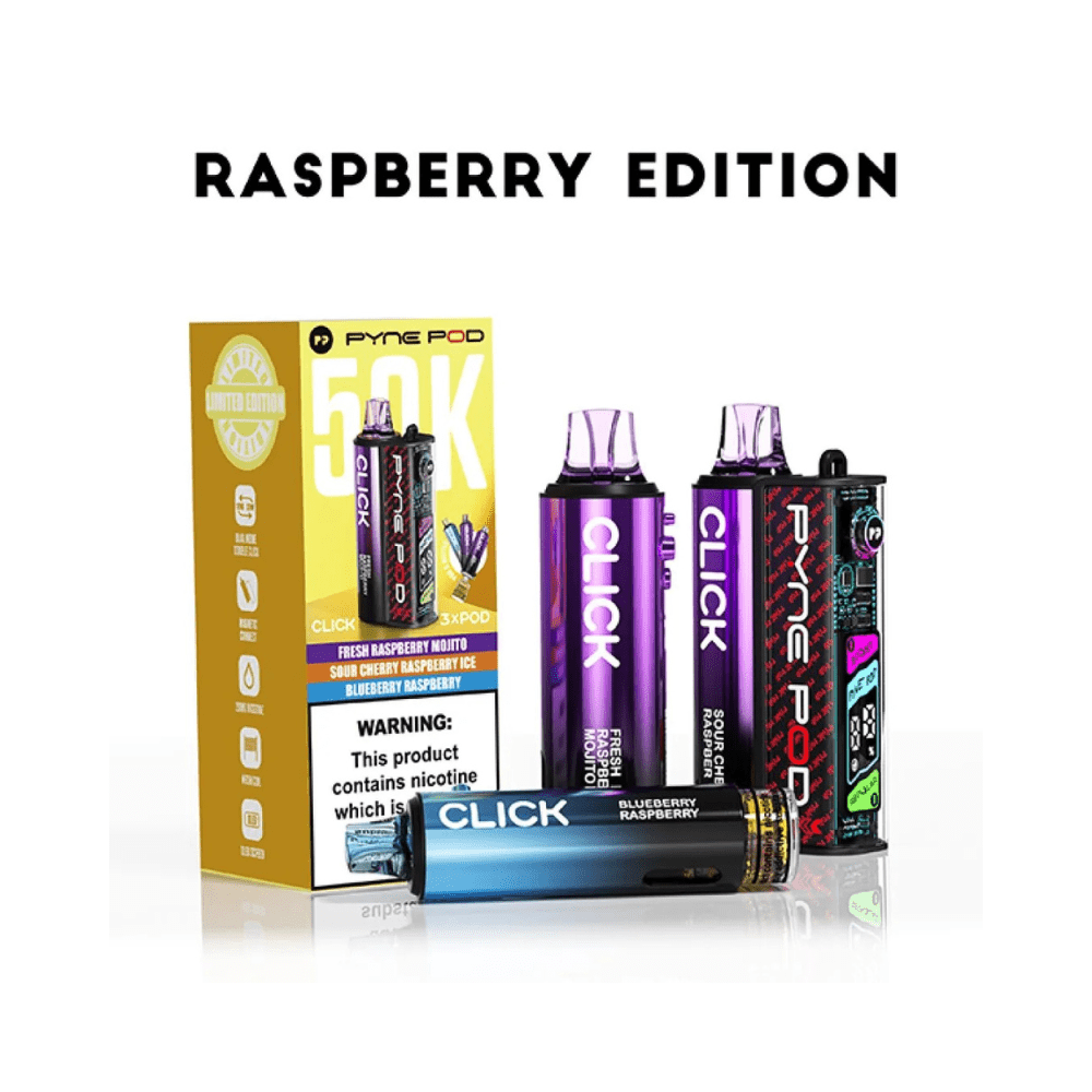 Pyne Pod Click 50K Disposable Pod - Eliquid Base - Raspberry Edition