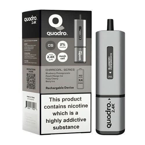 Quadro 4 in 1 2400 Puff Disposable Vape  Device -Charcoal Series