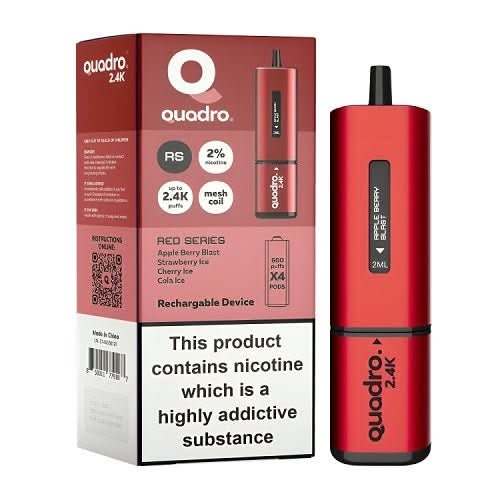 Quadro 4 in 1 2400 Puff Disposable Vape  Device -Red Series