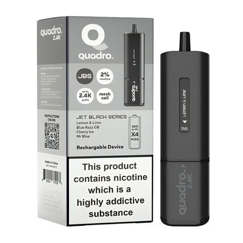 Quadro 4 in 1 2400 Puff Disposable Vape  Device -Jet Black series