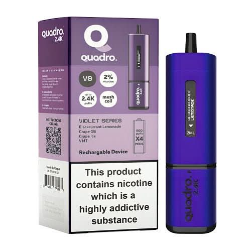 Quadro 4 in 1 2400 Puff Disposable Vape  Device -Violet Series