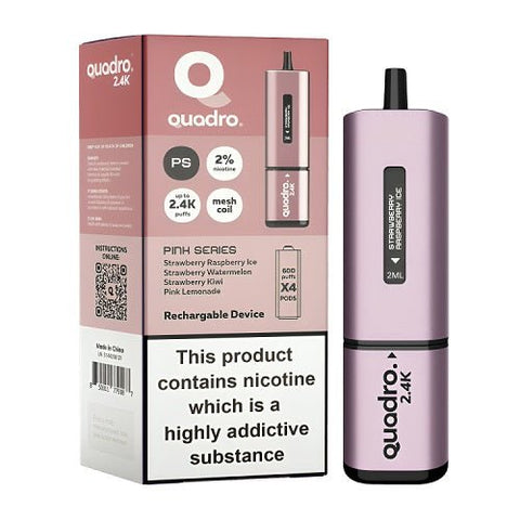 Quadro 4 in 1 2400 Puff Disposable Vape pod Device - Pack of 5 - Eliquid Base-Pink Series