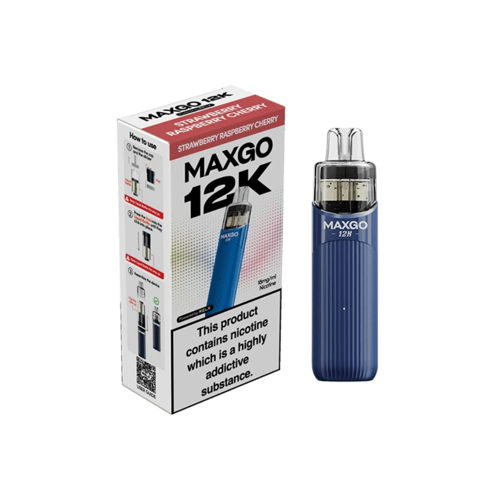Relx Max Go 12K Prefilled Pod Kit - Eliquid Base - Strawberry Raspberry Cherry