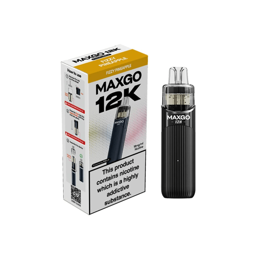 Relx Max Go 12K Prefilled Pod Kit - Eliquid Base - Fizzy Pineapple