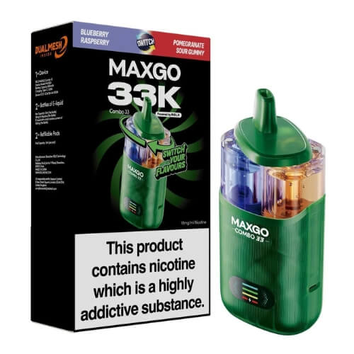 Relx Maxgo 33k Prefilled Vape Kit - Pack of 5 - Eliquid Base - Blueberry Raspberry / Pomegranate Sour Gummy