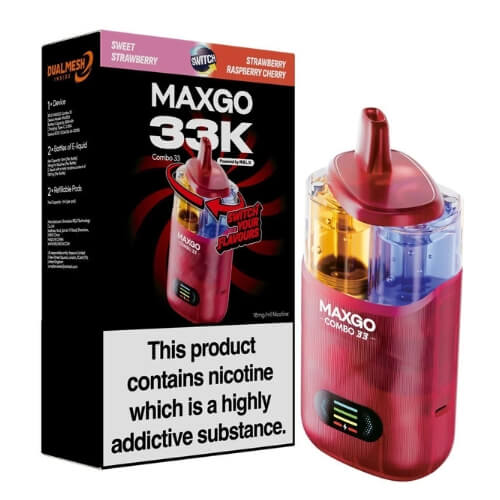 Relx Maxgo 33k Prefilled Vape Kit - Pack of 5 - Eliquid Base - Sweet Strawberry / Strawberry Raspberry Cherry