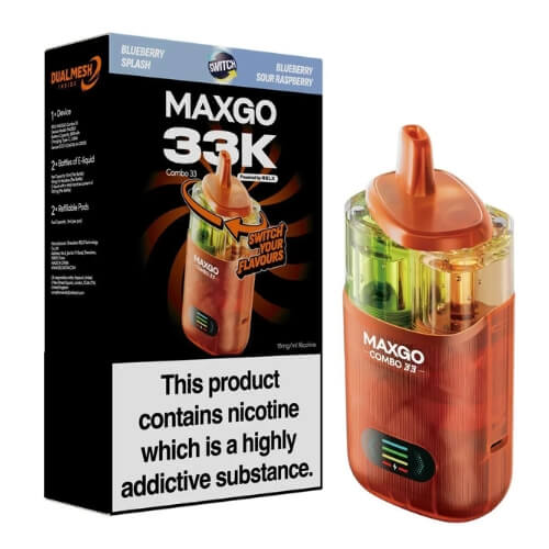Relx Maxgo 33k Prefilled Vape Kit - Pack of 5 - Eliquid Base - Blueberry Splash / Blueberry Sour Raspberry