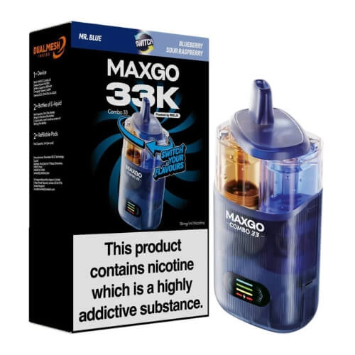 Relx Maxgo 33k Prefilled Vape Kit - Pack of 5 - Eliquid Base - Mr Blue / Blueberry Sour Raspberry