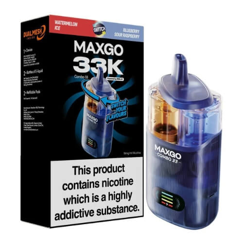Relx Maxgo 33k Prefilled Vape Kit - Pack of 5 - Eliquid Base - Watermelon Ice / Blueberry Sour Raspberry