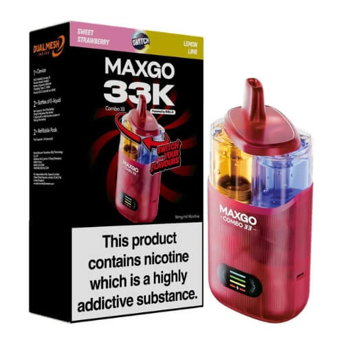 Relx Maxgo 33k Prefilled Vape Kit - Pack of 5 - Eliquid Base - Sweet Strawberry / Lemon & Lime