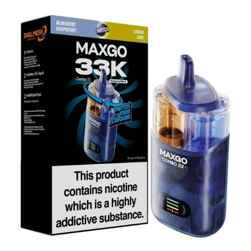 Relx Maxgo 33k Prefilled Vape Kit - Pack of 5 - Eliquid Base - Blueberry Raspberry / Lemon & Lime